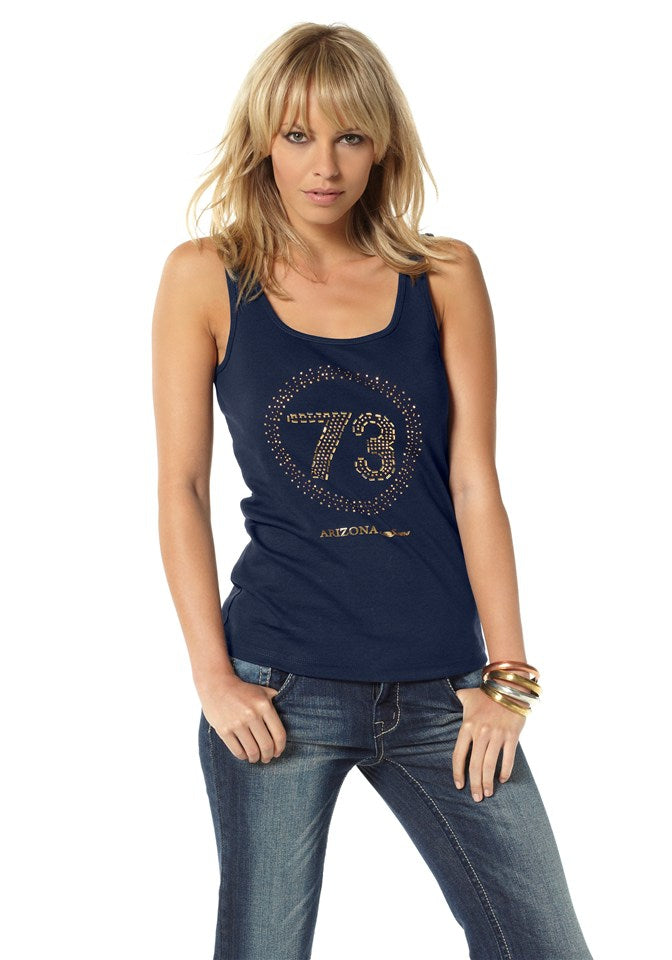 Tanktop Damen blau Shirt – Tank Arizona YESET Träger Top Trägertop Nieten 6865