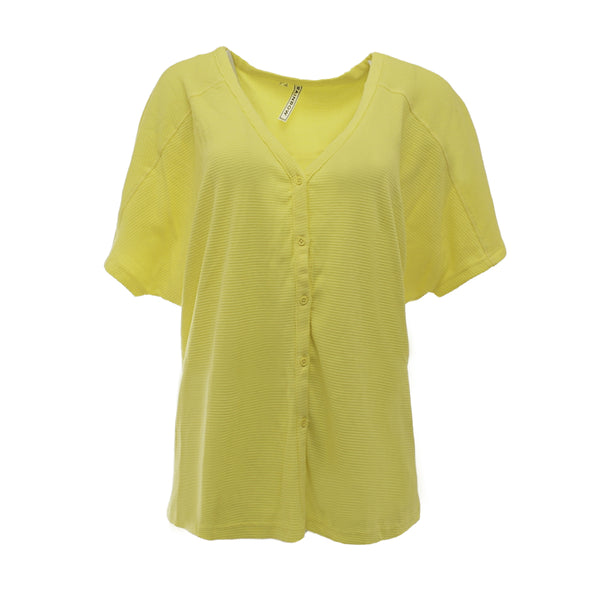 RAINBOW Damen Oversize-Shirt mit Knopfleiste softlimette Gr. 48/50 905914
