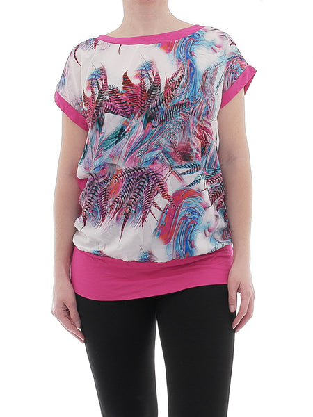 Ashley Brooke Blusenshirt Print kurzarm pink 42 002927