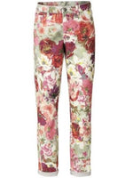 B.C. Damen Druckhose Hose Chino Print Stretch Blumen Bunt Gr. 36 021352