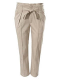 B.C. Damen Bundfaltenhose Capri 3/4 Hose Bindeband Falten Stretch