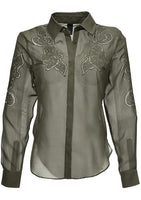 B.C Best Connections Damen Bluse Hemd Chiffonbluse oliv 035075