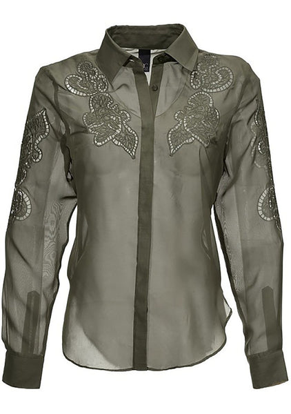 B.C Best Connections Damen Bluse Hemd Chiffonbluse oliv 035075