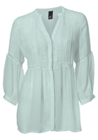 B.C. Damen Bluse Stickerei 3/4 Arm Shirt Tunika mint Gr. 38 037109