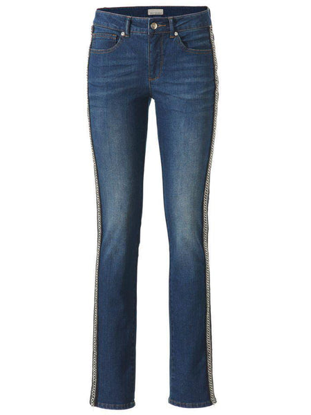 Mandarin Damen Jeans Hose Glitzer Chino Stretch blue denim Gr. 46 069383