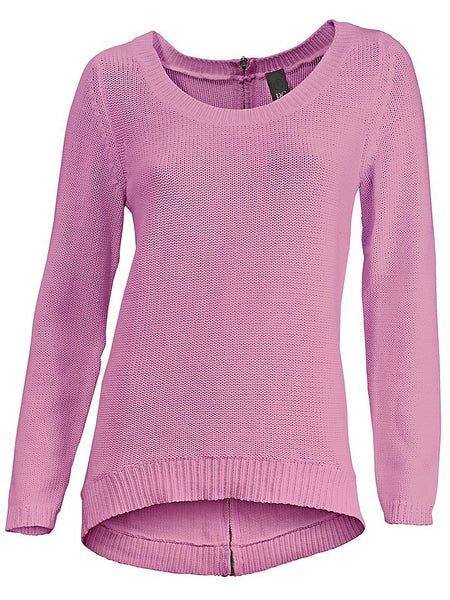 B.C. Damen Pullover Pulli Strick langarm Reißverschluss pink Gr. 38 076111