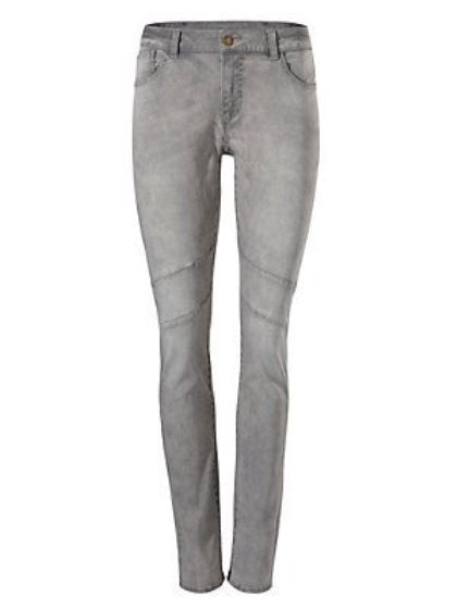 B.C. Damen Boyfriend Jeans Hose Karottenform Chino Stretch grau 135163