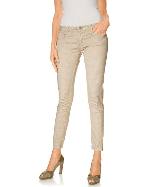 Rick Cardona Damen Chinohose Hose Chino Jeans Punkte-Muster Stretch beige 185616