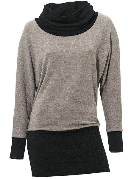 Mandarin Oversized Longpullover Pullover Rollkragen Lagenlook sand 46 195140