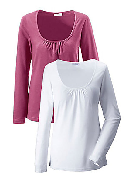 Cheer Damen T-Shirt Set Langarm Longshirt Shirt 215458