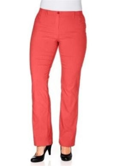 Sheego Damen Bengalin-Stretchhose Hose Stretch Chino korallrot Langgröße 240397