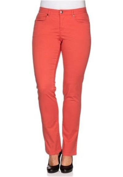 Sheego Damen Stretchhose Hose Chino Stretch korallrot 286611