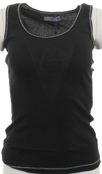 AJC Damen Tanktop Shirt Bluse Tunika T-Shirt Top Tank Baumwolle Schwarz 286864