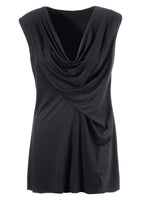 Tamaris Damen Shirt Wasserfall Top ärmellos Bluse Tunika schwarz Gr. 34 295272