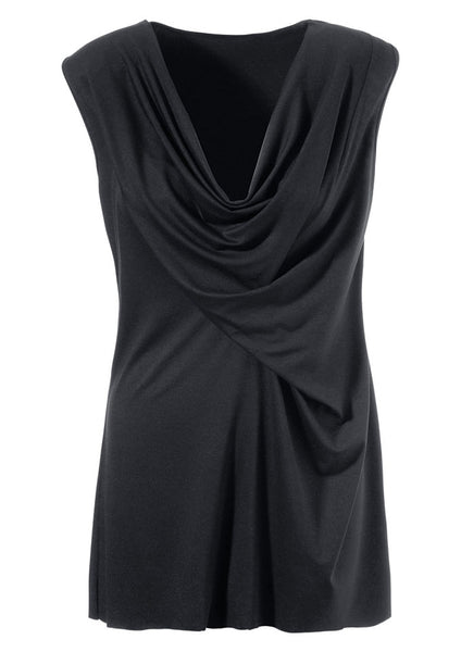 Tamaris Damen Shirt Wasserfall Top ärmellos Bluse Tunika schwarz Gr. 34 295272