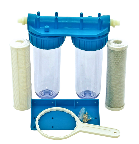 2 Stufen Hausfilter Wasser Carbon Kohlen Pumpen-Filter Vorfilter