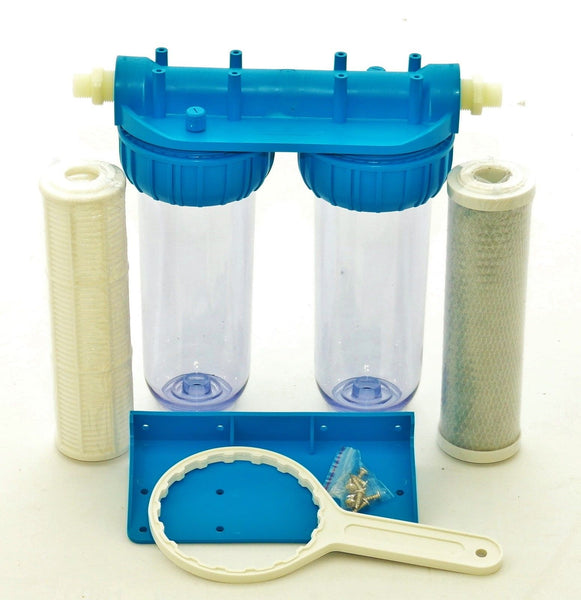 2 Stufen Hausfilter Wasser Carbon Kohlen Pumpen-Filter Vorfilter