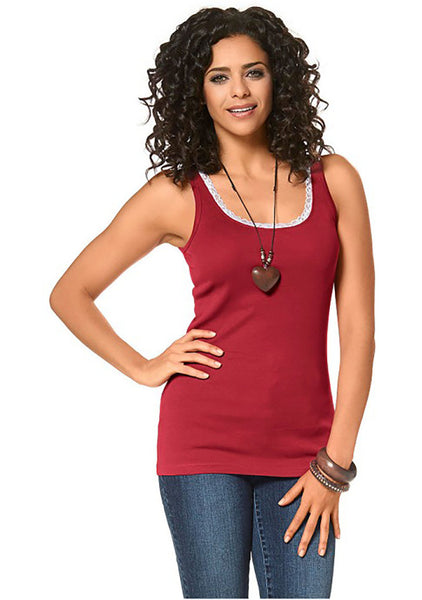 Boysen`s Damen Top T-Shirt Tanktop Shirt Baumwolle rot 32/34 300465