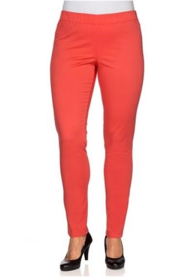 Sheego Damen Stretchhose Hose Chino Treggings Stretch korallrot Gr. 92 318856