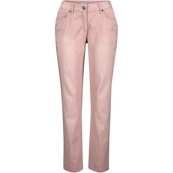 Y27 Aniston Damen Hose Chino Stoff Stretch Stickerei Blumen rosa 339956