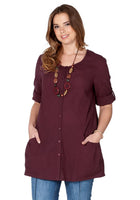 Sheego Damen Hemd Bluse Tunika Shirt dunkelrot 365075