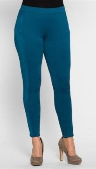 Sheego Damen Schlupfhose Hose Velour Stretch blau 384067