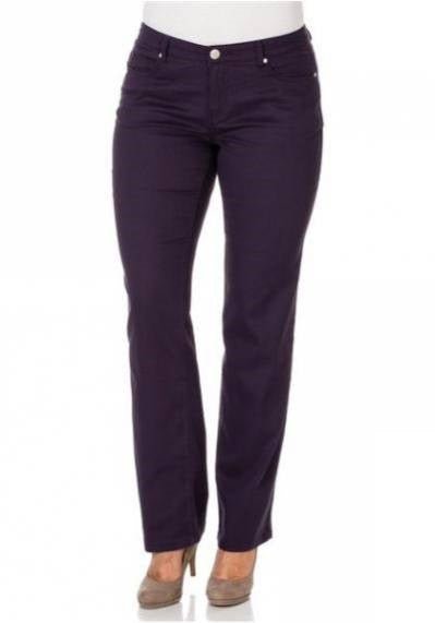 Sheego Damen Hose Chino Stretch dunkellila Kurzgröße 28 423241