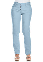 Sheego Damen gerade Stretch-Hose Chino Kurzgröße pastellblau 491804