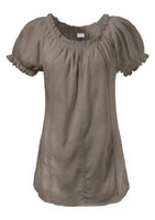 Cheer Damen Crashbluse Bluse Tunika Shirt Kurzarm taupe 569630