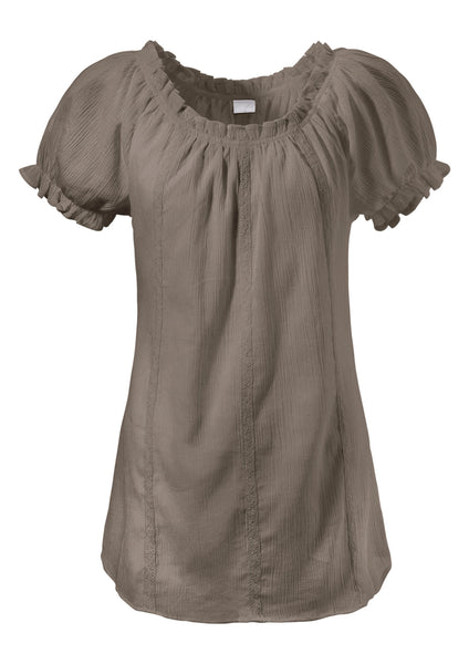 Cheer Damen Crashbluse Bluse Tunika Shirt Kurzarm taupe 569630