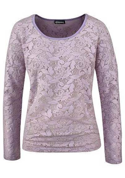 Chillytime Damen T-Shirt Spitze langarm Bluse Tunika hellflieder Gr. 38 581718