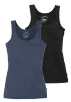 FLG Top Tank Doppelpack Spitze Shirt ärmellos Tanktop blau schwarz 36/38 627002