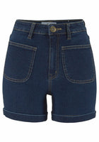 Arizona Damen Jeans Shorts hoher Bund kurze Hose Bermuda Denim Stretch 631034