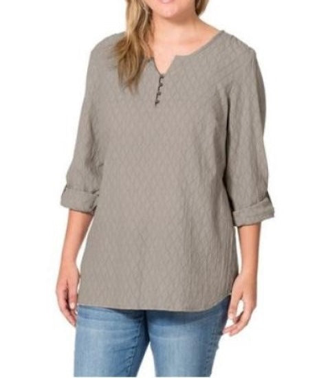 Sheego Damen Tunika Shirt langarm Bluse Pullover hellgrau 655850