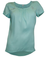 Cheer Damen Bluse Tunika Nieten Sterne Shirt kurzarm mint 752313