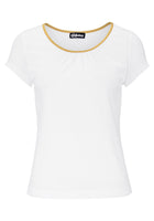 Chillytime Damen Shirt Goldpaspel kurzarm Bluse Tunika weiss 764213