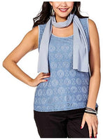 Joe Browns Damen Tunika Shirt Spitze Ärmellos Tank Top Schal Hellblau 783960