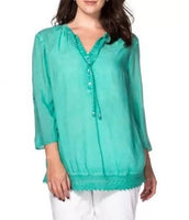 Sheego Damen Tunika 3/4 Arm Spitze Shirt Bluse mint 795267