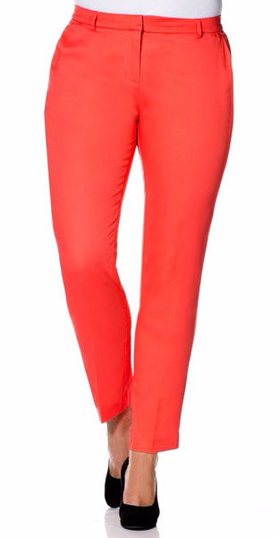 Y59 Sheego Damen Hose Chino 812177 Stretch koralle rot Kurzgröße 25