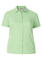 Sheego Damen Bluse Hemd Shirt Knopfleiste kurzarm Stretch grün 819766