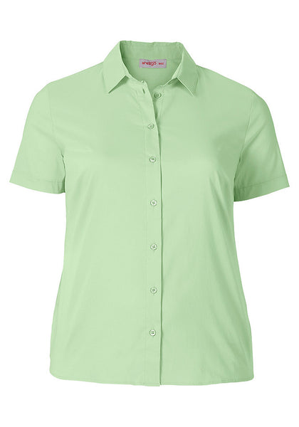 Sheego Damen Bluse Hemd Shirt Knopfleiste kurzarm Stretch grün 819766
