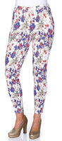 Sheego Damen Leggings Hose lang Blumen-Print Leggins Röhre enge Stretch 853256