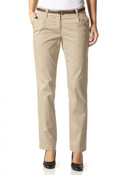 Y33 Boysens Damen Chino Hose Stretch Umschlag beige