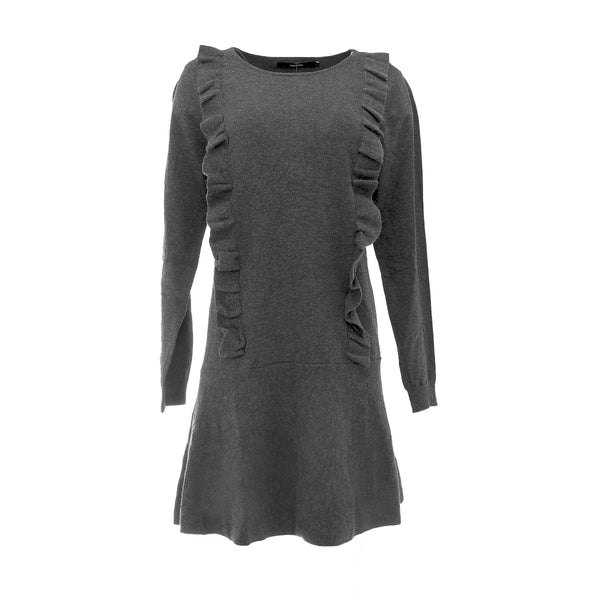 Vero Moda Strickkleid dunkelgrau langarm mit Rüschen 87199019 Gr. L