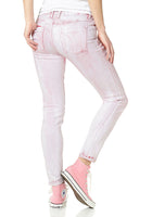 Kangaroos Damen Röhrenjeans Jeans Röhre Hose Stretch Batik Rosa 886051