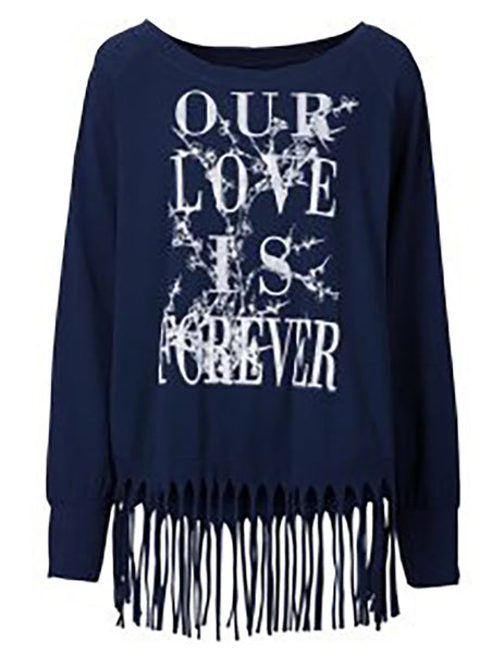 Rainbow T-Shirt Pullover Oversize Fransen Langarm 903919