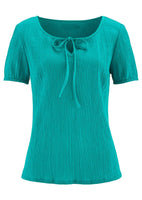 BPC Damen Crinkle-Bluse Shirt Tunika kurzarm grün Gr. 38 906581