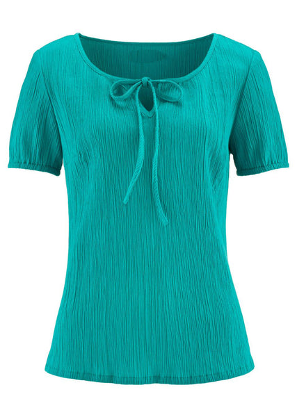 BPC Damen Crinkle-Bluse Shirt Tunika kurzarm grün Gr. 38 906581
