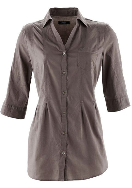 BPC Damen Bluse Hemd Shirt langarm Bindeband dunkeloliv Gr. 48 913397