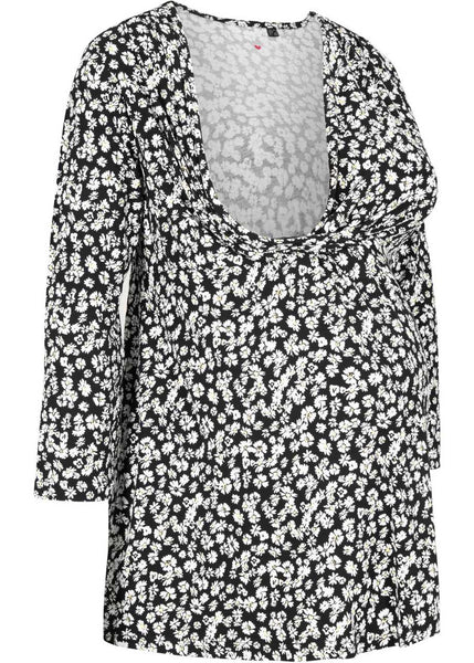 BPC Umstandsshirt Stillshirt 3/4 Arm Blumen Muster schwarz 923116